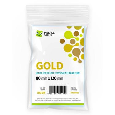 Imagem de Shields Sleeves Gold 80 X 120mm Blue Core Meeple Virus 100 unidades