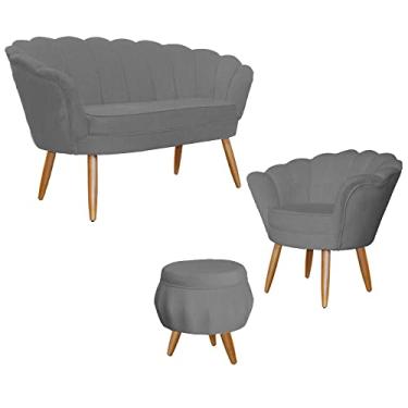 Imagem de Kit Pétala - Namoradeira, Poltrona e Puff Pétala Suede - Ds Estofados