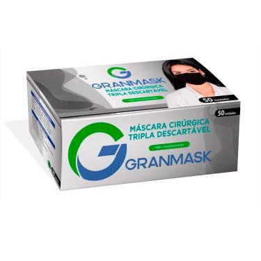 Imagem de Máscara Descartável Granmask Tripla Camada Preta com 50 Unidades
