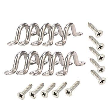 Imagem de Pacote Amarine com 10 olheiras de aço inoxidável para proteção de barco, alças para os olhos, laço para baixo, alças para deque de caiaque, ponto de âncora para amarrar, laço para calçado para Kayak Canoe Rigging