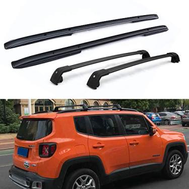 Imagem de UDP 4 peças Kits de Racks de Teto Bagagem Trilho Barra Lateral Preta Serve para Jeep Renegade 2015-2020