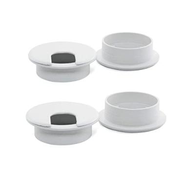 Imagem de 4 peças de 5 cm para cabo de arame de mesa com ilhós para escritório, PC, capa de plástico (branco-4 peças)