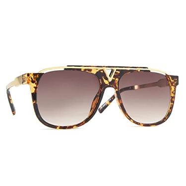 Imagem de Óculos de Sol Quadrado Design de Moda Feminino Masculino Vintage Espelho Gradiente Lente Metal Óculos de Sol Feminino UV400,6,Z