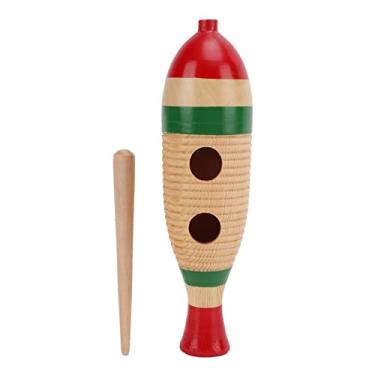 Imagem de Guiro de madeira instrumentos musicais coloridos em forma de peixe guiro, cilindro reto guiro instrumento de percussão brinquedo para crianças guiros