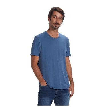 Imagem de Camiseta Hering Decote V Básica World Masculina Azul - Verde