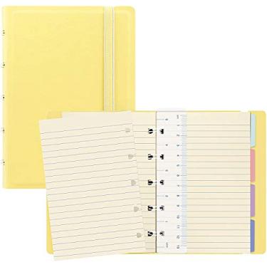 Imagem de Filofax B115062U Cores pastel recarregáveis, caderno, tamanho de bolso, 112 páginas móveis coloridas creme. Inclui 4 índices (um com bolso), um marcador de página e fecho elástico, limão