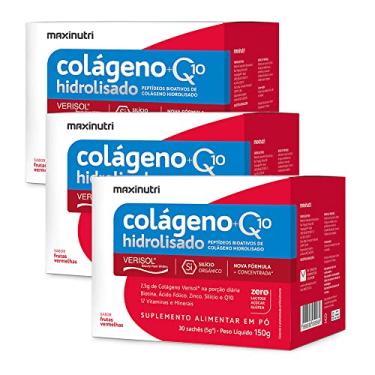 Imagem de Nova Fórmula Colágeno Hidrolisado Verisol Frutas Vermelhas + Coenzima Q10 30 Sachês Kit 3 unidades