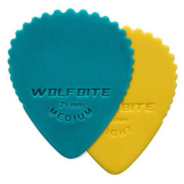 Imagem de Palhetas de guitarra WOLF BITE | Palhetas de guitarra com ponta arredondada - Médio (0,75 mm) / Leve (0,60 mm) Variedade de 12 unidades