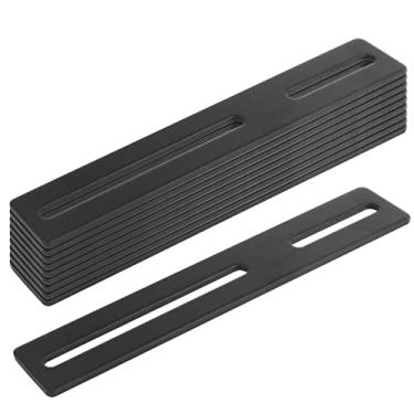 Imagem de 10 peças de suporte de placa de remenda plana preta de 21 cm com compartimentos, suporte de placas de reparo reto de aço carbono, conector de suporte de fixação de reparo (tamanho: 8 1/2" x 1 1/8", espessura 3mm)