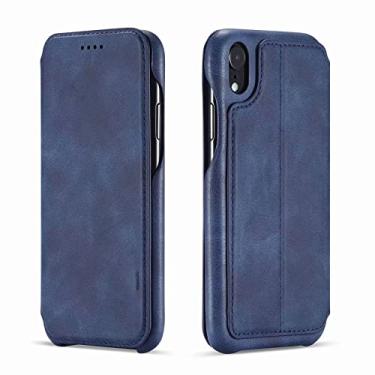 Imagem de Capa para iPhone 14/14 Pro/14 Plus/14 Pro Max, capa flip de couro fecho magnético com slots de suporte para cartão suporte capa protetora à prova de choque compatível, azul, 14 Pro 6,1 polegadas
