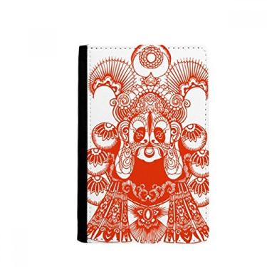 Imagem de Cabeça de ópera de Pequim vermelha, corte de papel, porta-passaporte Notecase Burse capa carteira porta-cartões, Multicolor