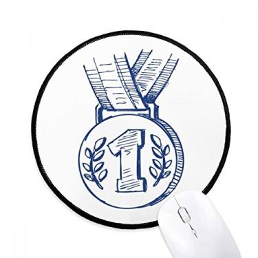 Imagem de Mouse pad azul com medalha de campeonato de futebol para computador