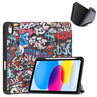 Imagem de Capa macia de 10,9 polegadas para iPad de 10ª geração (modelos A2757/A2777/A2696) lançada em 2022, capa pintada com suporte para caneta e despertar para dormir automaticamente