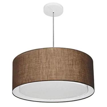 Imagem de Lustre Pendente Cilíndrico Duplo Cúpula Tecido 25/50x40 cm, Vivare Iluminação, Pendente4294 LC, Café, Médio