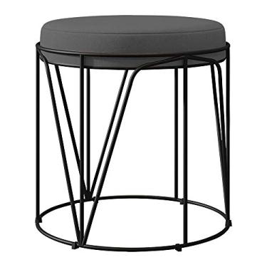 Imagem de Puff Decorativo Aramado Preto Zaya L02 Suede Cinza - Lyam Decor