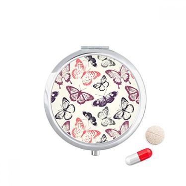 Imagem de Caixa de comprimidos Borboleta com fundo rosa pálido Bolso Caixa de armazenamento de medicamentos Dispensador de recipiente