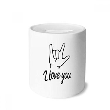 Imagem de DIYthinker Black I Love You Caixa de dinheiro personalizada para gesto porta-moedas de cerâmica presente de cofrinho
