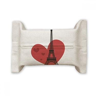 Imagem de Love Heart Eiffel Tower França Capa de papel para lenços faciais Bolsa de linho de algodão