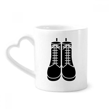 Imagem de Caneca masculina preta com desenho de botas altas Caneca de café de cerâmica copo de coração de vidro