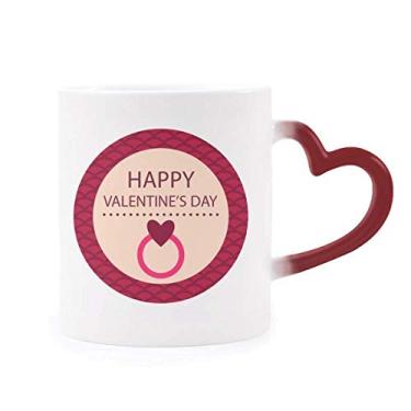 Imagem de Caneca rosa redonda Happy Valentine's Day sensível ao calor vermelha muda de cor