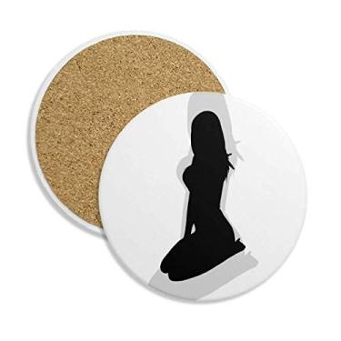 Imagem de Kneeling Position Caneca de porta-copos feminina linda e quente com proteção de mesa Pedra absorvente