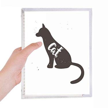 Imagem de Caderno de animal preto e branco para gatos com folhas soltas e diários recarregáveis