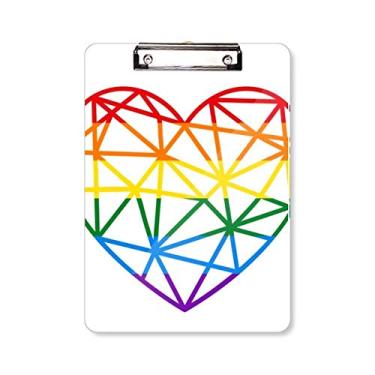 Imagem de Rainbow Gay LGBT Placa de suporte para escrever com coração de modelagem lésbica, placa de apoio A4