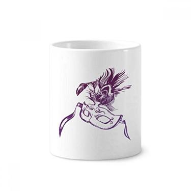 Imagem de Suporte para caneta de escova de dentes Happy Carnival of Venice com cabeça de aquarela e suporte de cerâmica