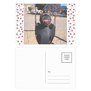 Imagem de Bulldog Pet Fotografia Foto Natal Flor Celebração Cartão Postal Bênção Cartão de Correio