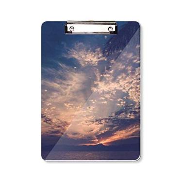 Imagem de Placa de suporte para prancheta laranja azul-escuro céu nuvens pasta bloco de notas A4