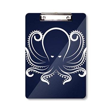 Imagem de Polvo branco preto padrão de vida marinha prancheta pasta bloco de escrita placa de apoio A4