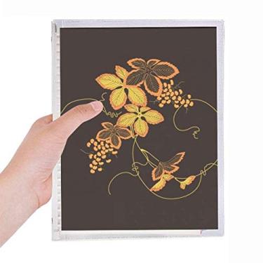 Imagem de Caderno de flores japonesas marrom folha solta diário recarregável de papelaria