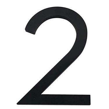 Imagem de Placa grande flutuante de número de casa preta, 10 cm, sinalização moderna para construção ao ar livre, números Huisnummer, placa de endereço, números de porta de casa