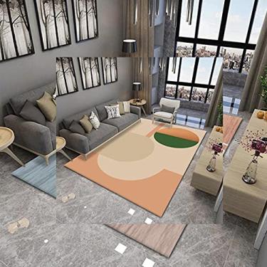 Imagem de jia cool Tapete contemporâneo estilo retrô abstrato para sala de estar, tapetes antiderrapantes para áreas internas/externas, 50 x 80 cm, geometria-202