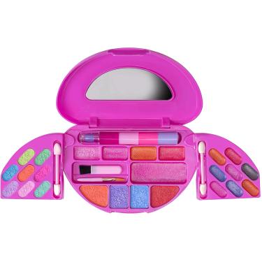 Imagem de Playkidz: Meu primeiro baú de maquiagem princesa, cosmético de viagem all-in-one da garota e paleta de maquiagem real com espelho (Washabl