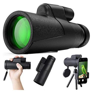 Imagem de Telescópio monocular 12 x 50, monóculo impermeável atualizado - BAK4 luneta angular com suporte para smartphone e tripé para observar paisagens