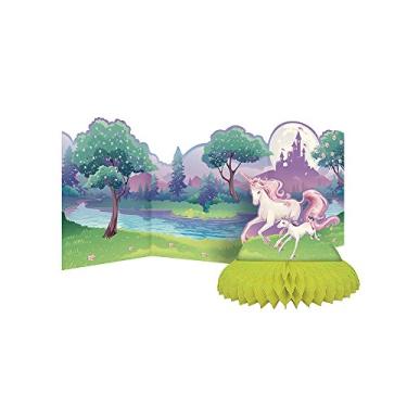 Imagem de Creative Converting Peça central de fantasia de unicórnio, favo de mel com fundo sanfonado