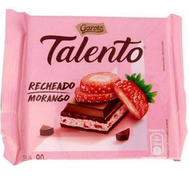 Imagem de Chocolate Tablete Talento Recheado Morango 90Gr C/12 - Garoto