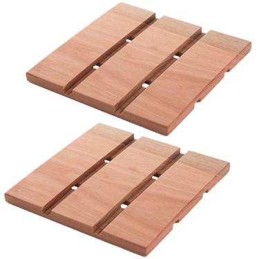 Imagem de Kit 2 Descansos para Panelas em Madeira Essence 18x18cm Suportes para Panelas e Travessas Quentes
