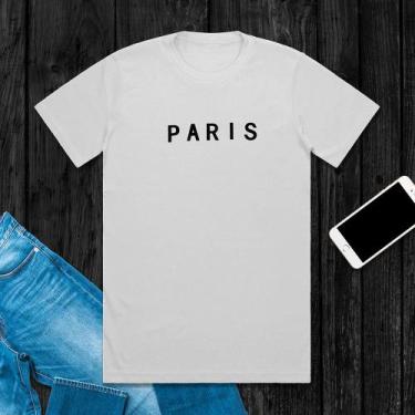 Imagem de Camiseta Reta Branca Escrita Paris - Lucca