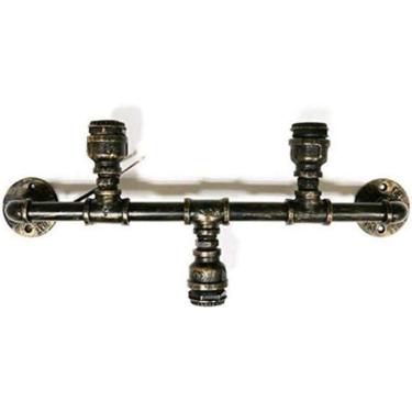 Imagem de American Country Vintage Industrial Retro Metal Water Pipe Wall Lamp Barn 3 Edison Light Sources Wall Lamp Steampunk Wall Light Copper Finish For Bar, Restaurants, Coffee Shop, Club Decoration,Ple