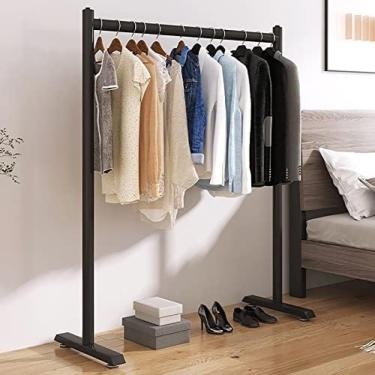 Imagem de Garment Clothing Rack Standing Coat Rack Closet Rods, Metal Rolling Clothes Organizer Shelves For Hanging Clothes, Laundry Hanger Stand Wardrobe, 100×150cm,Preto,100x150cm,Pleasant63