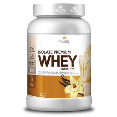 Imagem de Whey Protein Isolado Importado Hidrolisado Pote 900g Queen Vitamins Baunilha-Unissex