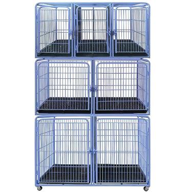 Imagem de Canil Gaiola Modular 7 Lugares Pet Shop Veterinária Azul