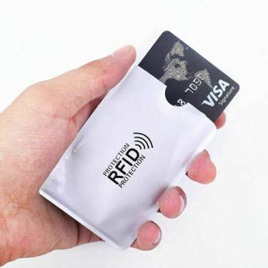 Imagem de kit Com 6 Porta Cartão Anti Fraude Prata Por Compra Por Aproximação Contactless Anti RFID/NFC Trava Sinal De Transmissão