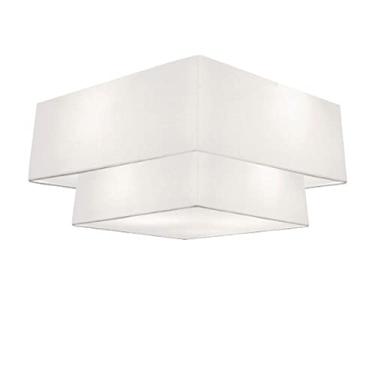 Imagem de Plafon Quadrado Cúpula Tecido Dupla 25/50x35 cm, Vivare Iluminação, Plafon3022 BRBR, Branco, Médio