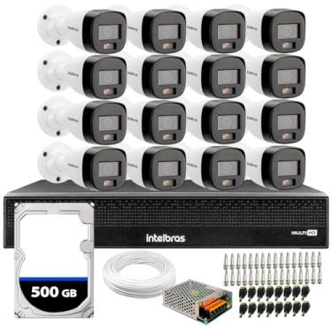 Imagem de Kit 16 Câmeras Intelbras VHD 1220 B G7 Full Color Bullet Full HD 1080p Multi HD IR 20m + Dvr Intelbras MHDX 3116-C 16 Canais + HD 500GB