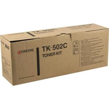 Imagem de Kyocera Kit de toner ciano modelo TK-502C 370PD5KM, compatível com impressoras a laser ECOSYS FS-C5016N, rendimento de até 8.000 páginas