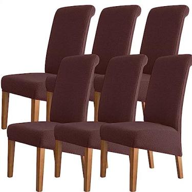 Imagem de Conjunto de capas para cadeiras de jantar 2/4/6/8 capas elásticas elastano capas de assento laváveis ​​capa protetora para cozinha de casamento sala de jantar escritório casa hotel banquete cerimônia