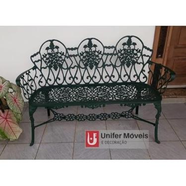 Imagem de Banco de Jardim Floral 3 Lugares Verde Fosco em Alumínio Fundido Unifer Móveis